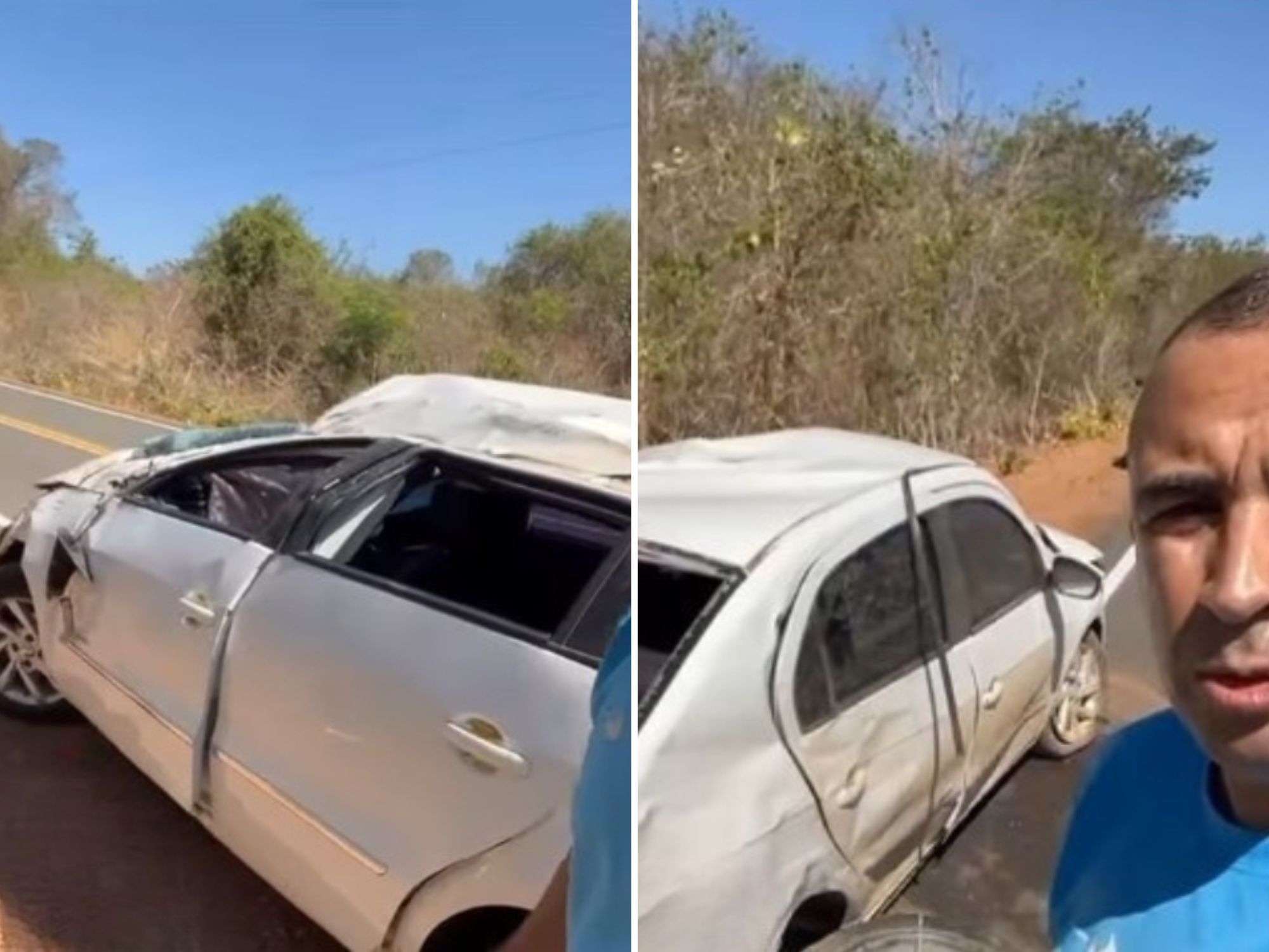 Sargento da PM sofre capotamento após colisão com animal na PI-224,entre os municípios de Elesbão Veloso e Francinópolis