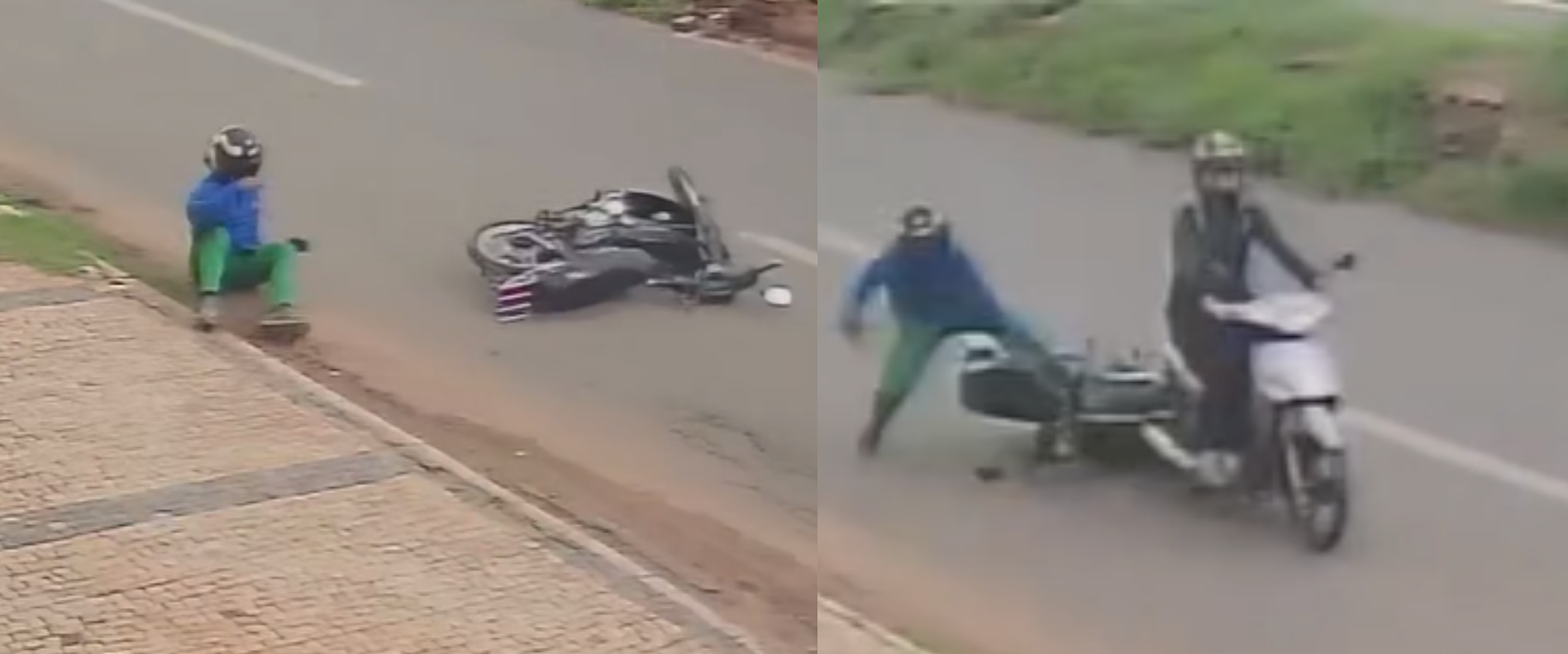 C&acirc;mera registra colis&atilde;o entre duas motos em Picos e condutora foge sem prestar socorro