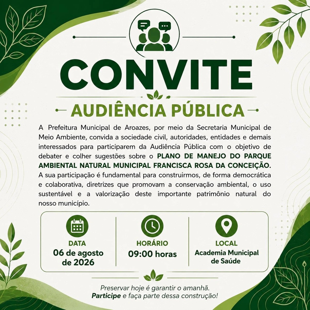Aroazes realiza audi&ecirc;ncia p&uacute;blica sobre Plano de Manejo de parque ambiental