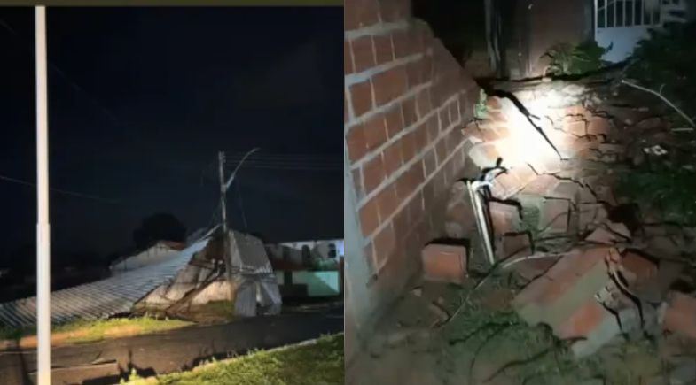 Chuvas e ventos fortes causam estragos em Prata do Piau&iacute;; teto &eacute; arrancado e atinge rede el&eacute;trica