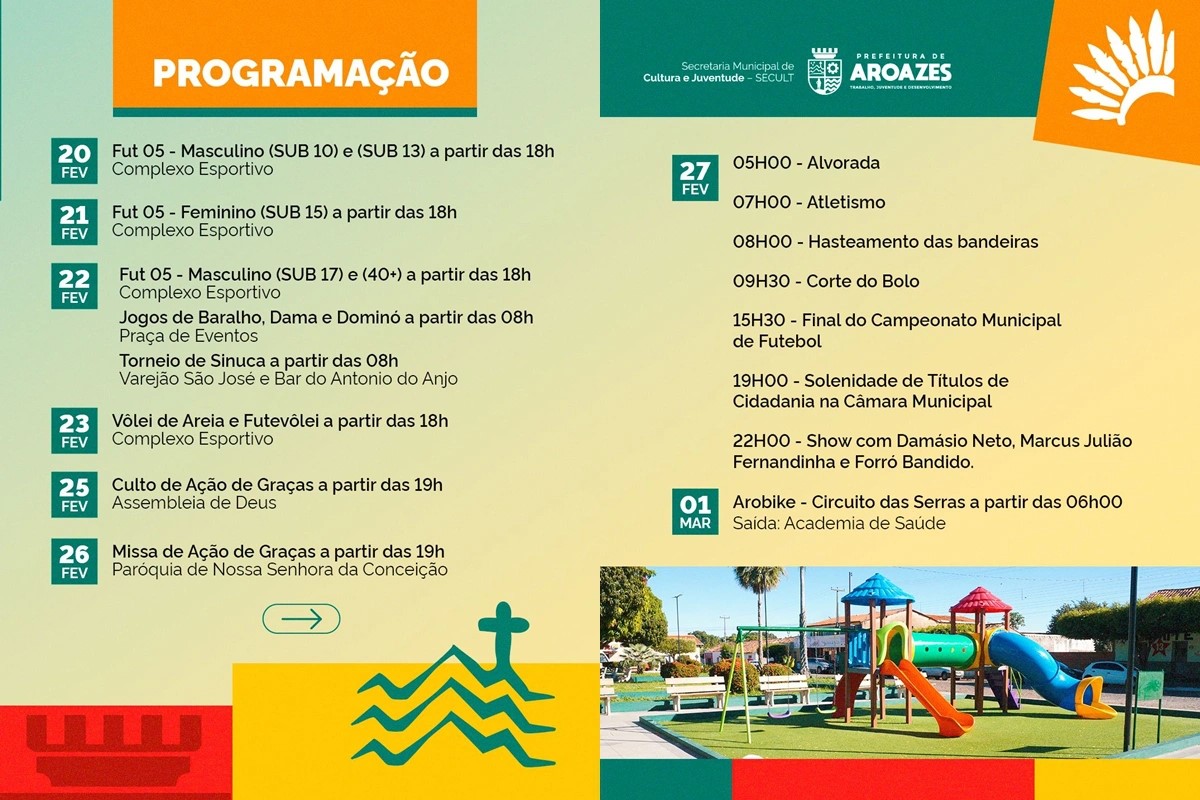 Prefeitura de Aroazes divulga programa&ccedil;&atilde;o oficial dos 64 anos do munic&iacute;pio