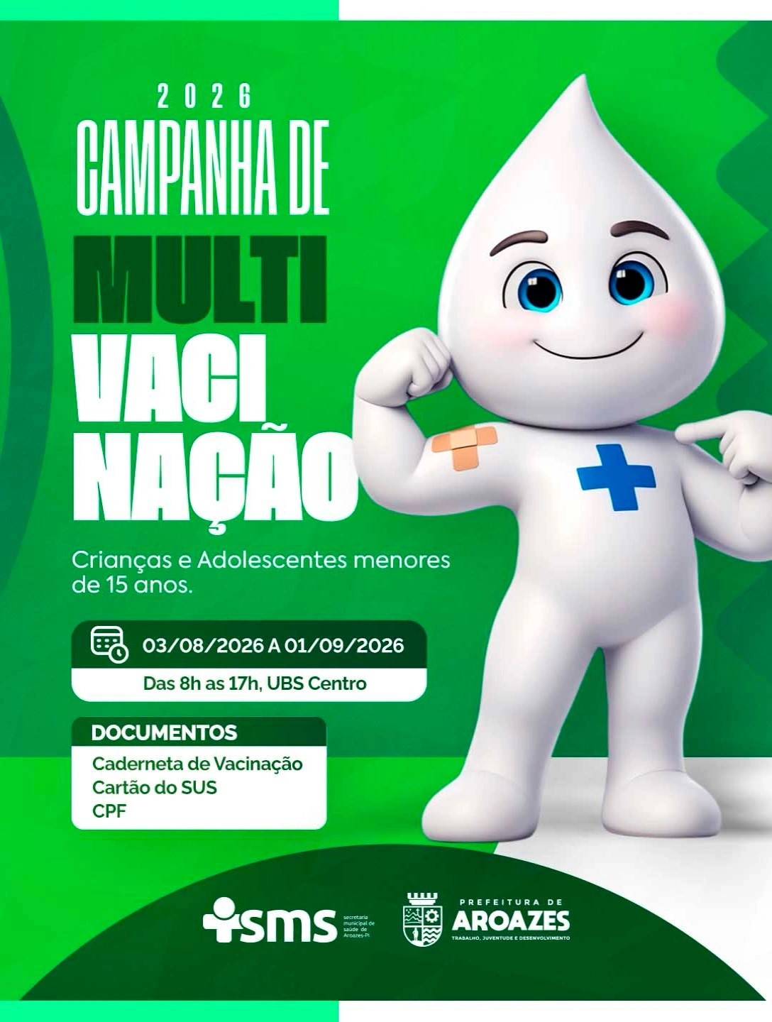 Aroazes realiza Campanha de Multivacina&ccedil;&atilde;o para crian&ccedil;as e adolescentes