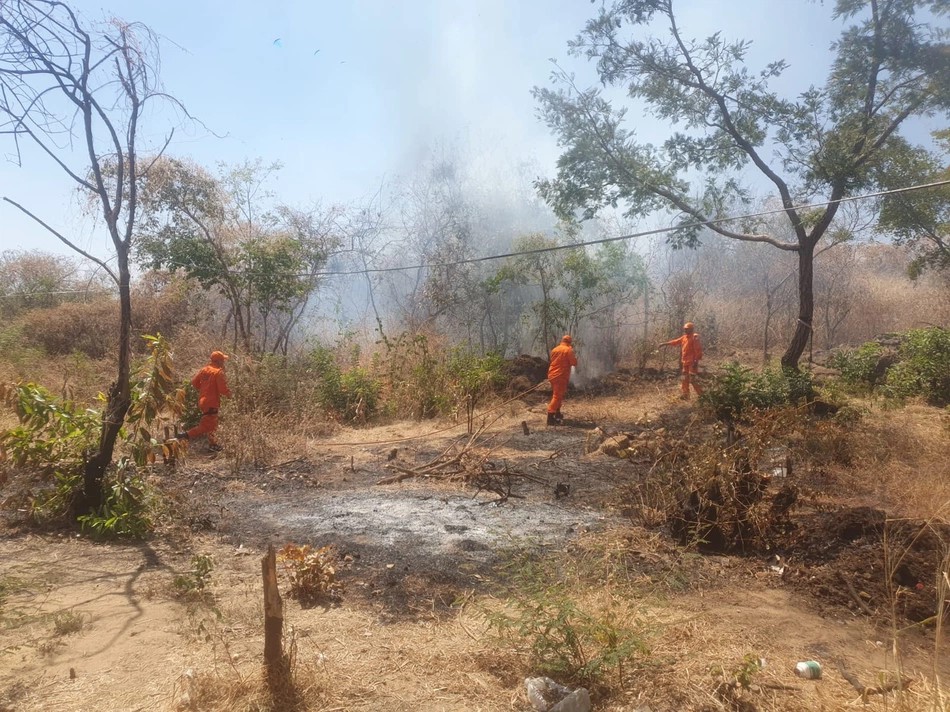 Corpo de Bombeiros combate inc&ecirc;ndio em vegeta&ccedil;&atilde;o na cidade de Valen&ccedil;a do Piau&iacute;